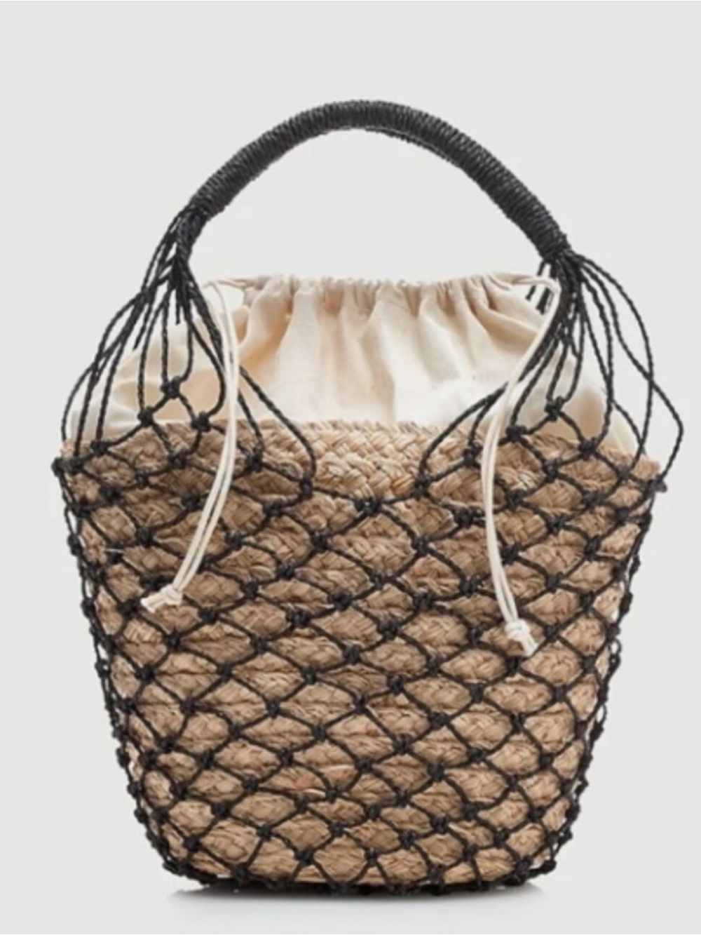 JCrew Sedona basket bag in black straw